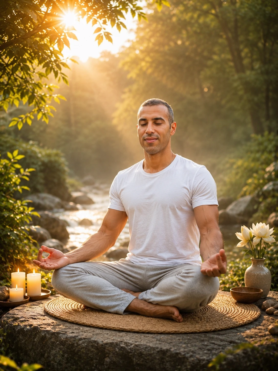 Coach Wael meditating outdoors